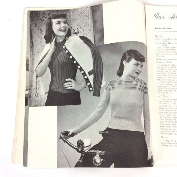 Knitted Classics By Botany Vol VI Family Sweaters Afghans Knitting Designs 1942 - Picture 5 of 10